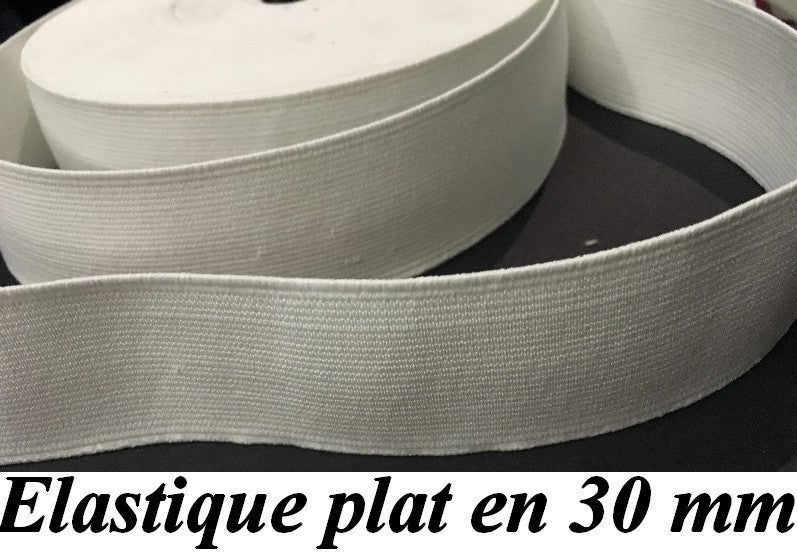 Elastique Plat Au Mètre en 30 mm Blanc Pour La Couture