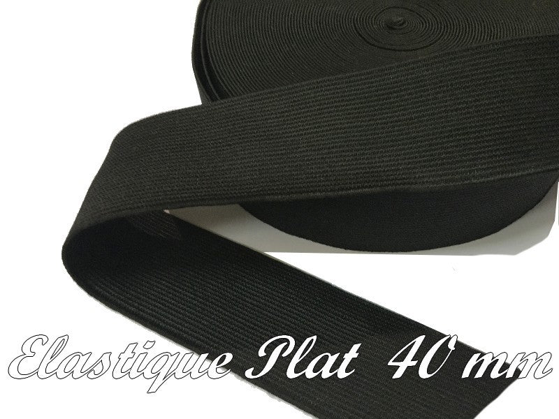 Elastique Plat Au Mètre en 40 mm Noir Pour La Couture