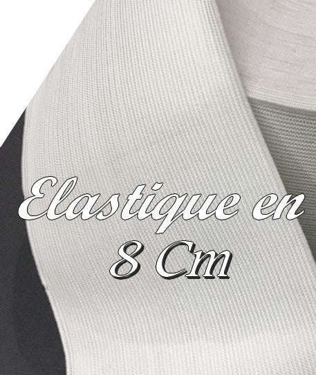 Elastique Plat Au Mètre en 8 Cm Blanc De Large Pour La Couture.