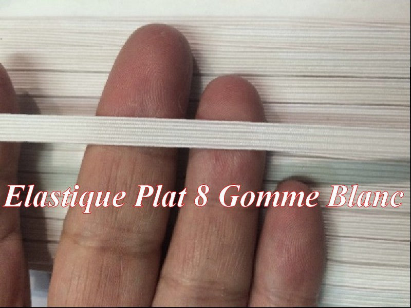 8mm Flat Sewing Elastic - Black or White - 50m Sheet or Skein - Wholesale Price