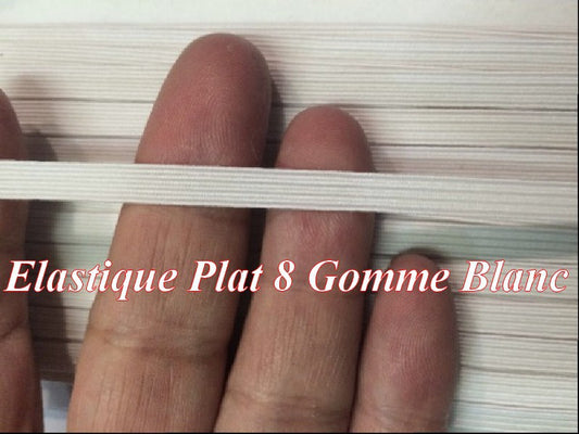 8mm Flat Sewing Elastic - Black or White - 50m Sheet or Skein - Wholesale Price