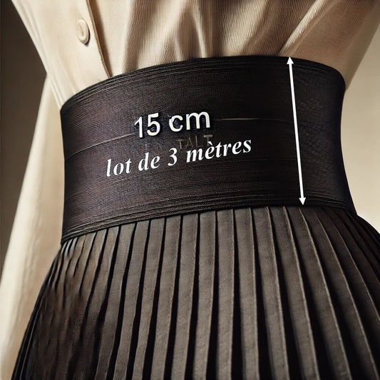 3 mètres Élastique Plat 15 cm – Noir Ultra Large
