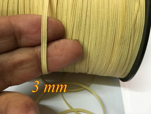 Elastique Plat En 3 mm A Coudre, Ruban Lycra Jaune Paille   Pour Lingerie, et Customisations.