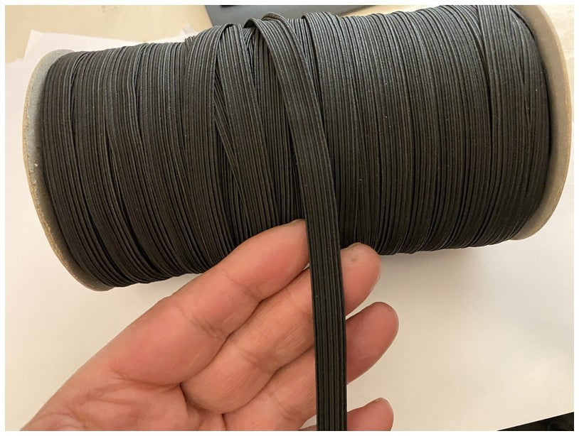 Elastique Plat En 8 mm X 100 Mètres  NOIR Pour Masques De Protections  A Coudre