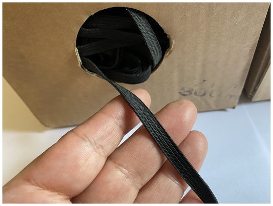 Elastique Plat En 8 mm X 300 Mètres  Noir Pour Masques De Protections  A Coudre