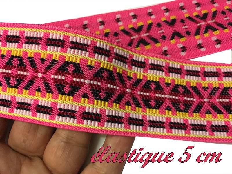 Elastique Plat Fluorescent  Fuschia En 5 Cm Au Mètre A Coudre  Pour Ceintures Loisirs Créatifs Et Customisations.