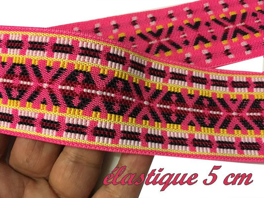 Elastique Plat Fluorescent  Fuschia En 5 Cm Au Mètre A Coudre  Pour Ceintures Loisirs Créatifs Et Customisations.