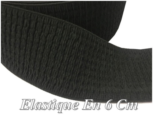 Elastique Plat Fripé et Brodé  Noir En 6 Cm Au Mètre A Coudre  Pour Ceintures Loisirs Créatifs La Customisations.