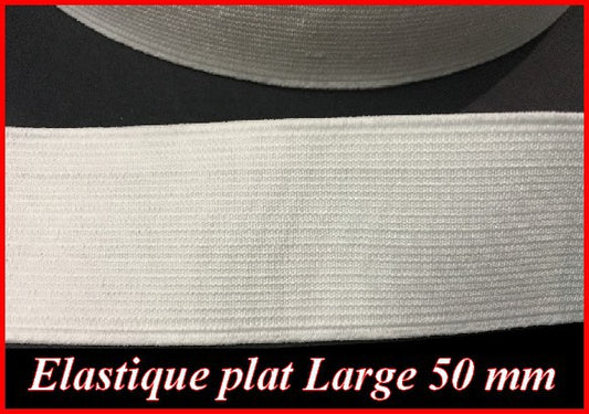 Elastique Plat Large  50 mm Blanc Au Mètre  Pour La Couture.