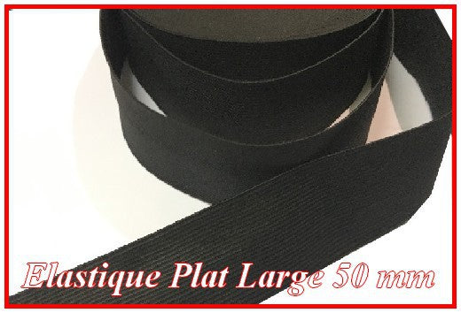 Elastique Plat Large  50 mm Noir Au Mètre  Pour La Couture.