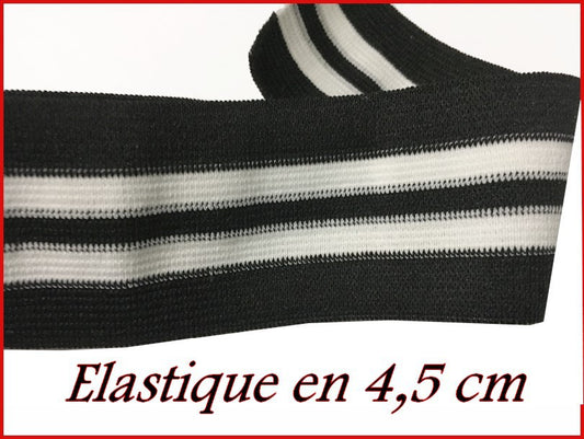 Elastique Ruban Plat Noir et Blanc En 45 mm Au Mètre A Coudre  Pour Ceintures Loisirs Créatifs Et Customisations.