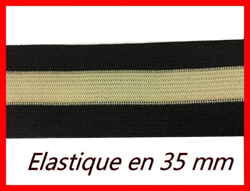 Elastique Ruban Plat Noir et Jaune En 3,5 Cm Au Mètre A Coudre  Pour Ceintures Loisirs Créatifs Et Customisations.