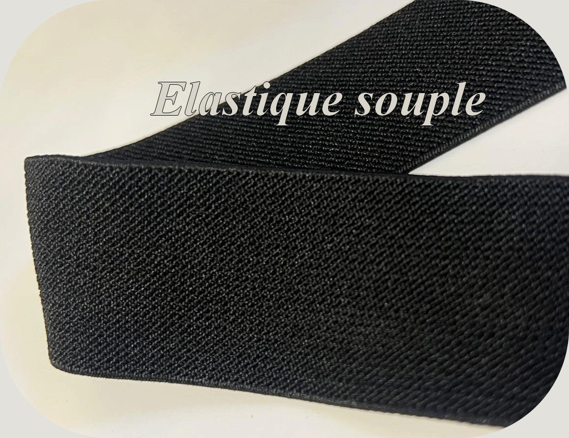Black Soft Elastic 4 cm – Ideal for Sewing, Belts and Textile Making.