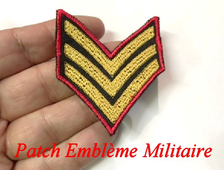 Military Epaulette Emblem Badge Stitching Black, Gold and Red