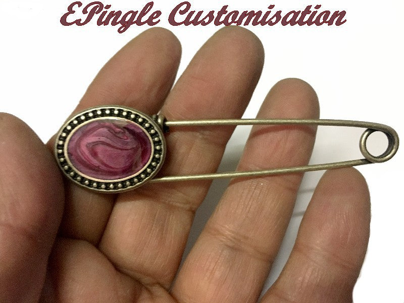 Safety pin 8 cm Old Bronze and Parma metal