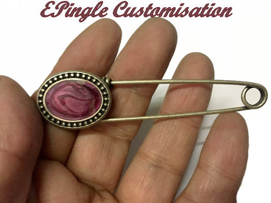 Safety pin 8 cm Old Bronze and Parma metal