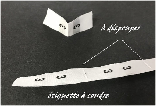 Etiquette De Vêtements Blanches " Taille 3" Par 100 Pièces  A Coudre, Contexture Pour Confection.