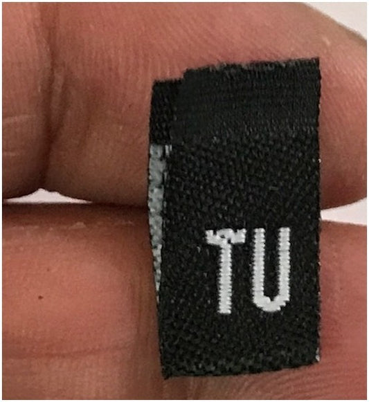 Etiquette De Vêtements Noir " Tailles Unique " Par 100 Pièces  Découpées A Coudre, Contexture Pour Confection.