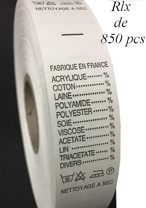 Etiquette De Vêtements x  Par 850 Pièces A Coudre De Composition Textile , Contexture " FABRIQUE EN FRANCE ".