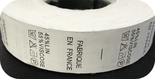 Etiquettes De Vêtements " 45 % Lin, 55 % Viscose " x  Par 800 Pièces A Coudre De Composition Textile , Contexture.