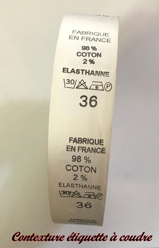 Etiquettes De Vêtements " 98 % Coton - 2 % Elasthanne " x  Par 800 Pièces A Coudre De Composition Textile , Contexture.