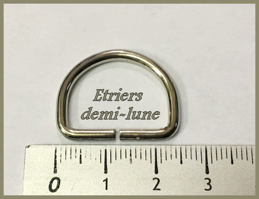 2.5cm Half Round Silver Metal Rings for Straps, Leather Goods and Clothing