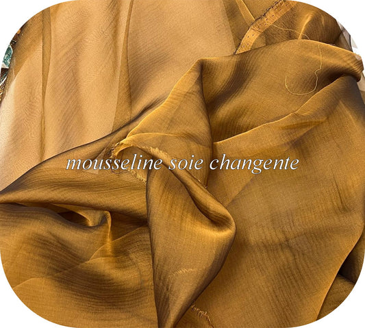 Mousseline de Soie Changeante Mordoré et Noir 145 cm - Haute Couture