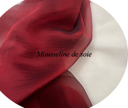 Mousseline de Soie Changeante Bordeaux et Noir 145 cm - Haute Couture