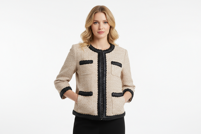 Galon Style Chanel Simili Cuir Noir 35mm - Ruban Tressé Haute Couture pour Veste Courte, Jupe Tweed et Customisation