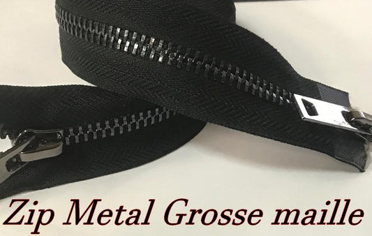 Fermeture à Grosse maille de 8 mm en 40 cm de longueur, avec Ruban Tissu Noir et Curseur en Métal noir : Élégance et Fiabilité