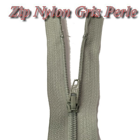 20cm Pearl Grey Nylon Zipper to Sew On.