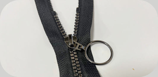 50cm Detachable Zipper - Black Metallic Plastic