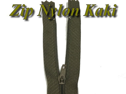 Khaki Zipper with Nylon Slide 20 cm to Sew.