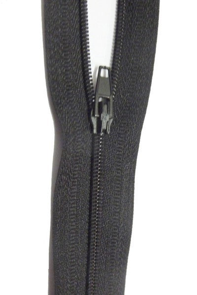 Black Zipper with Nylon Slider 20 cm to Sew.