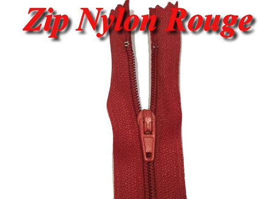 Red Nylon Zipper 20cm to Sew.