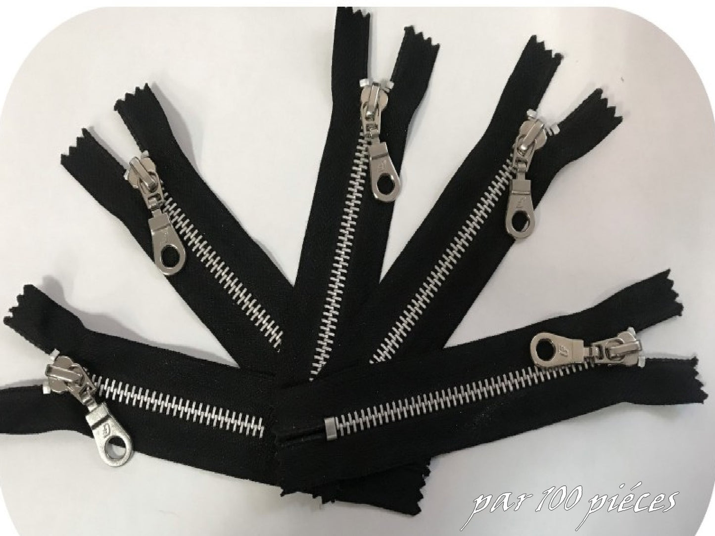 Silver Aluminum Zip Closure In 12 cm Black Non-Openable, wholesale zip closure