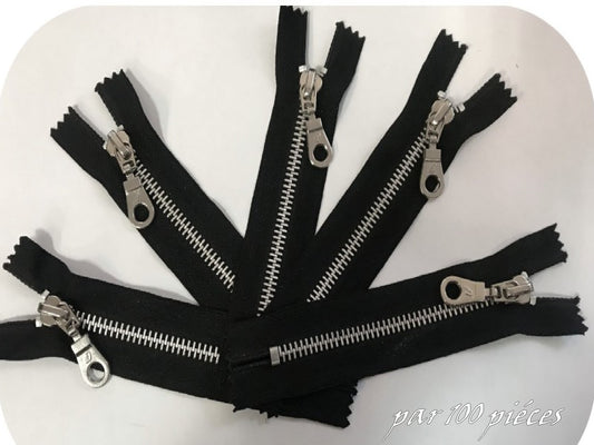 Silver Aluminum Zip Closure In 12 cm Black Non-Openable, wholesale zip closure