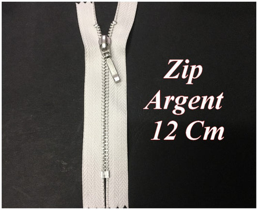 Silver Zip Closure 12 cm White Non-Openable