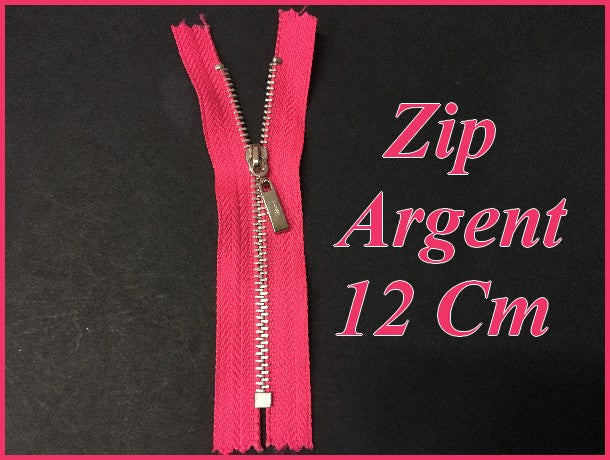 Silver Zip Closure in 12 cm Fuschia Fluo Non-Openable