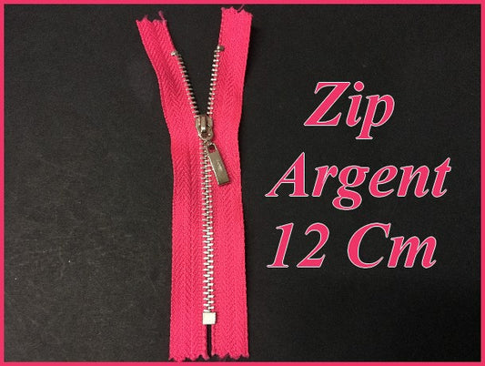 Silver Zip Closure in 12 cm Fuschia Fluo Non-Openable