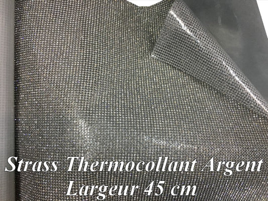 Feuille De Strass Argent en 45 Cm De Largeur Thermocollant, Pour Loisirs Créatifs, Décorations Et Customisations