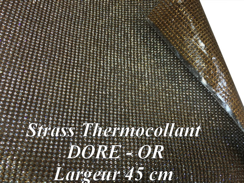 Feuille De Strass En Doré - Or En 45 Cm De Largeur Thermocollant, Pour Loisirs Créatifs, Décorations Et Customisations