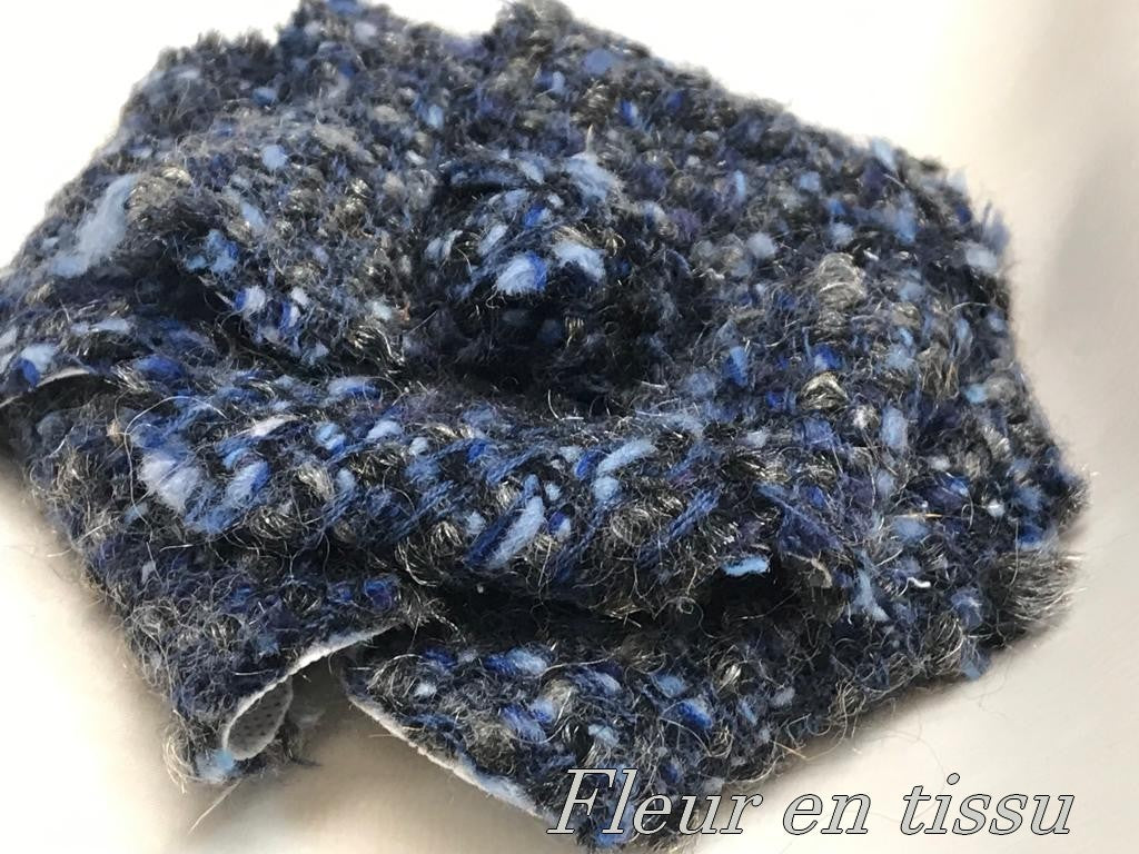 Indigo blue fabric flowers in Chanel style for customization