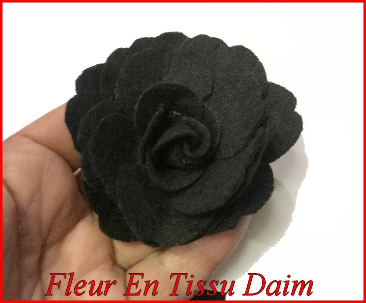 Black Flowers Suede Brooch To Sew For Decoration And Customization