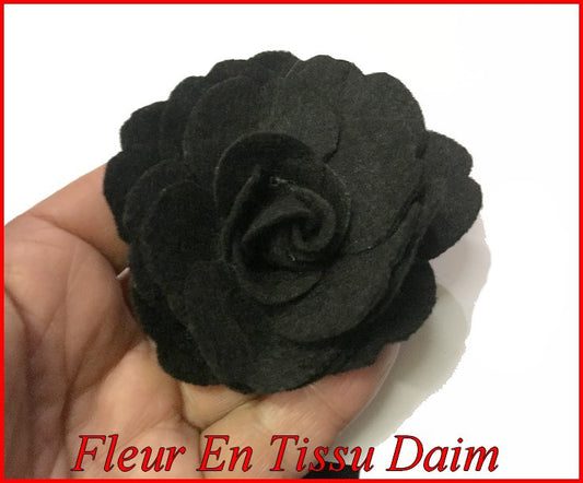Black Flowers Suede Brooch To Sew For Decoration And Customization
