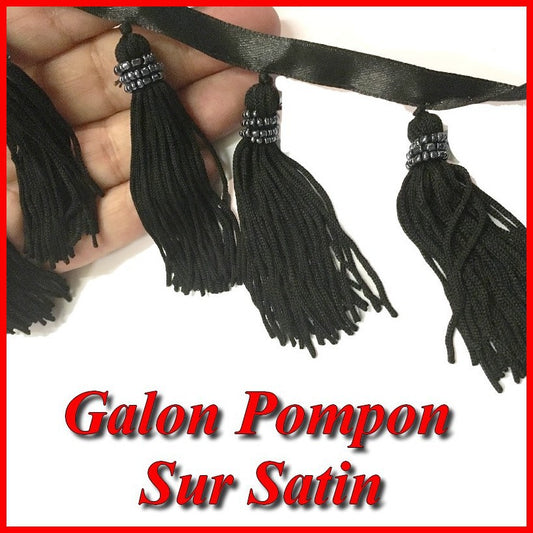 Black Charleston Tassel Fringe by the Meter