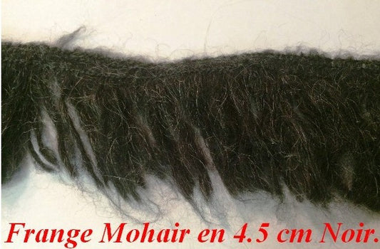 Mohair fringe by the meter in 4.5 cm black.