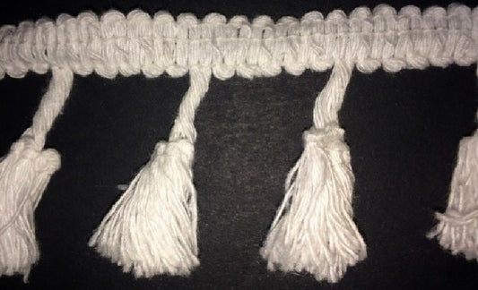 Charleston Fringe by the Meter in Ecru Cotton Pompom for Decorations and Customizations.
