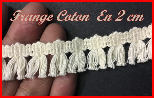 Charleston Fringe in 2 cm Ecru by the Meter in Cotton Pompom for Creative Hobbies.