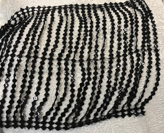 Charleston Fringe in 30 cm Black by the Meter in Guipure Sequins.